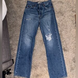 Hi! Selling high waisted,blue ribcage straight ankle, levi jeans, size 27.